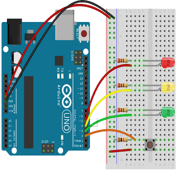 Traffic Light Control with Push Button Switch